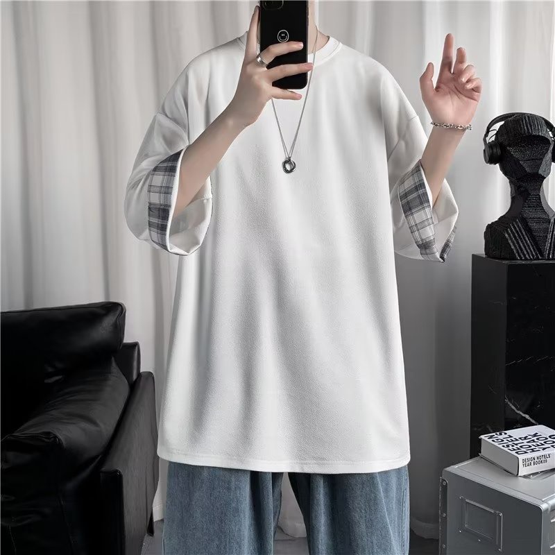 Áo Thun Tay Ngắn Dáng Rộng Bằng Lụa Lạnh Thời Trang Mùa Hè Cho Nam