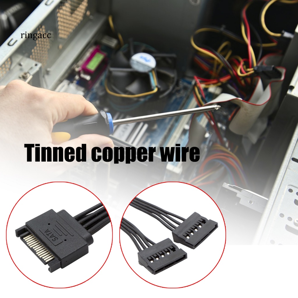 Dây Cáp Nguồn SATA Chuyển Đổi Từ 1 Sang 2 15Pin Male Sang 2 15Pin Female SATA