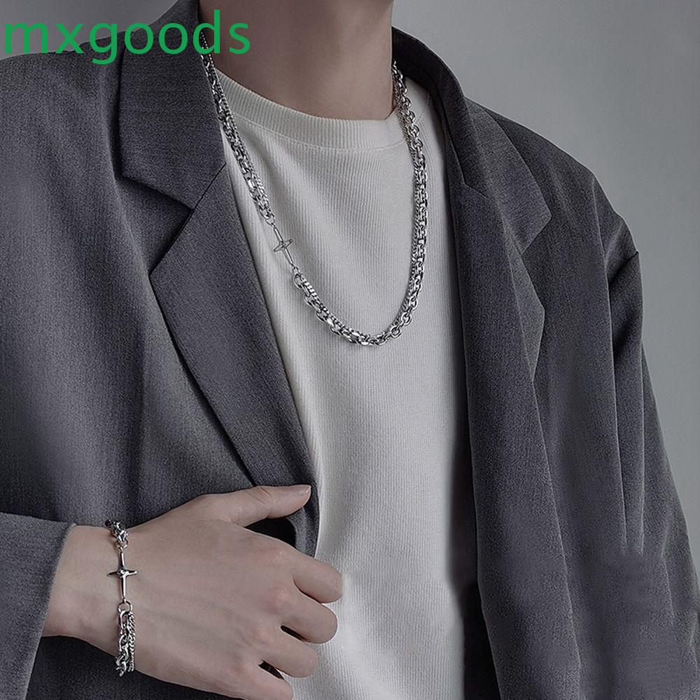 Vòng cổ Thép Titan Hai Lớp Mặt Thánh Giá Phong Cách Hip Hop Hàn Quốc