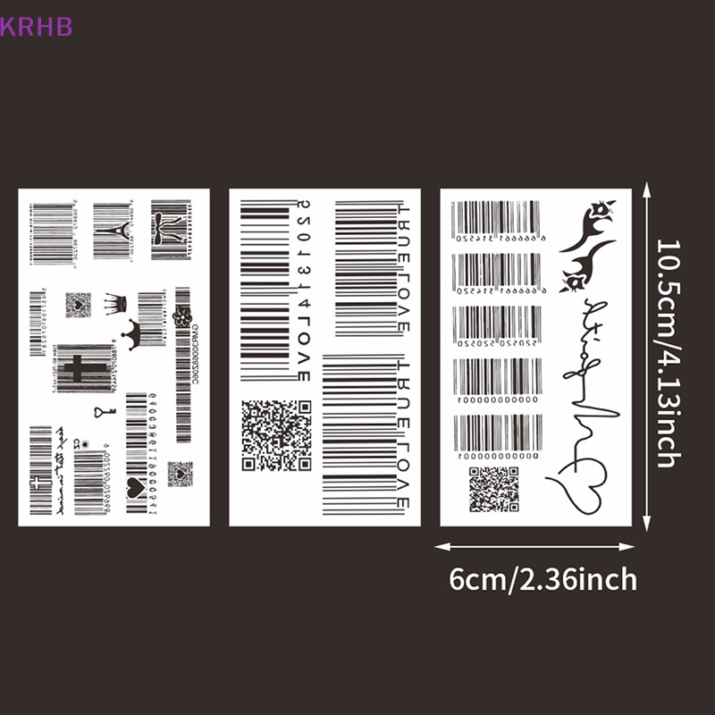 1 Tấm Hình Xăm Dán Họa Tiết Mã Vạch 3D Độc Đáo Mới