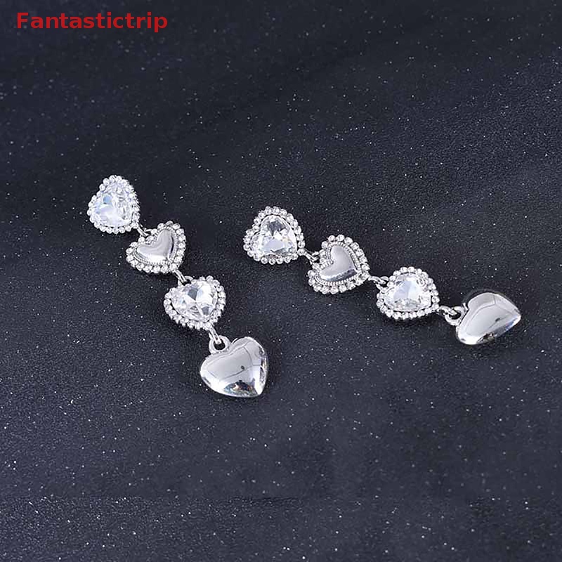 1 Đôi Bông Tai Dáng Dài Hình Trái Tim Phong Cách Vintage Thời Trang