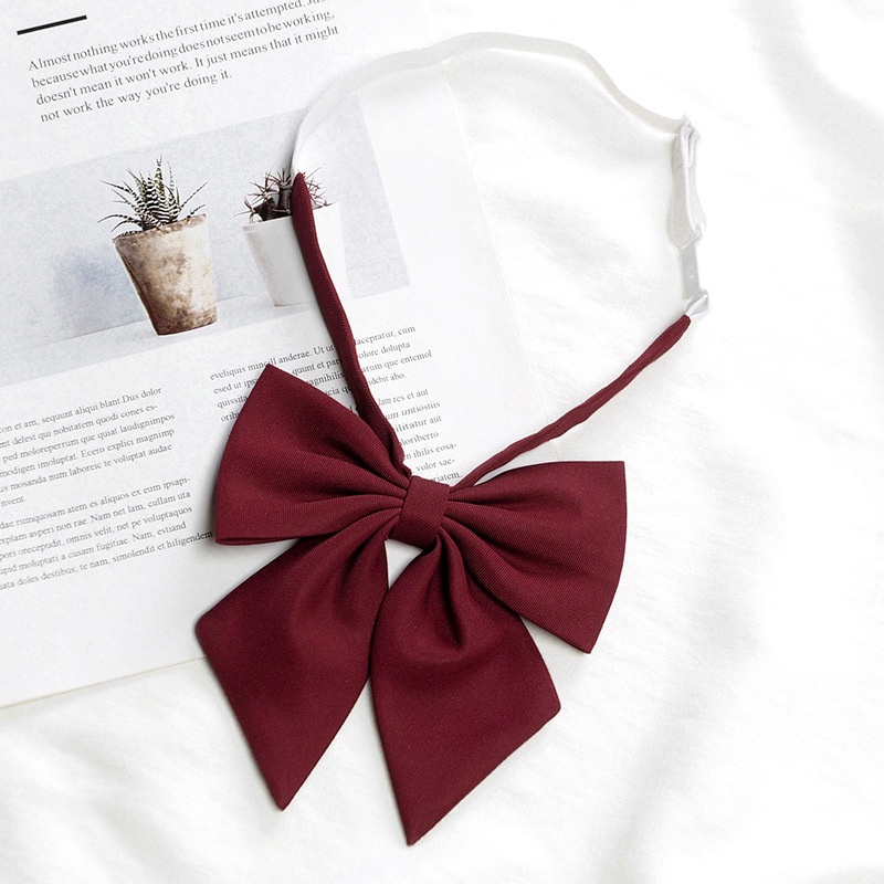 Cà Vạt Đồng Phục Học Sinh Nữ Màu Trơn Đính Lông Vũ Phong Cách Preppy