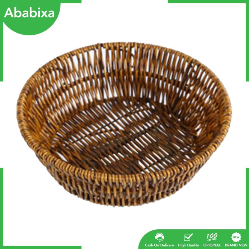 [Ababixa] Rổ Đựng Trái Cây / Rau Củ Bằng Nhựa PP Bện Mây Màu Nâu Để Bàn Phục Vụ Nhà Hàng