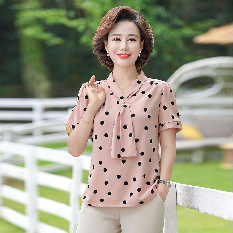 Áo Sơ Mi Tay Ngắn Plus Size Thời Trang Mùa Hè Cho Phụ Nữ Trung Niên