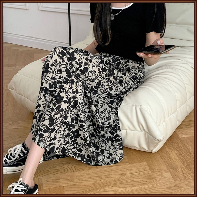 Chân Váy Dài Lưng Cao In Họa Tiết Hoa Bằng Sợi Hóa Học Thời Trang Mùa Hè Cho Nữ