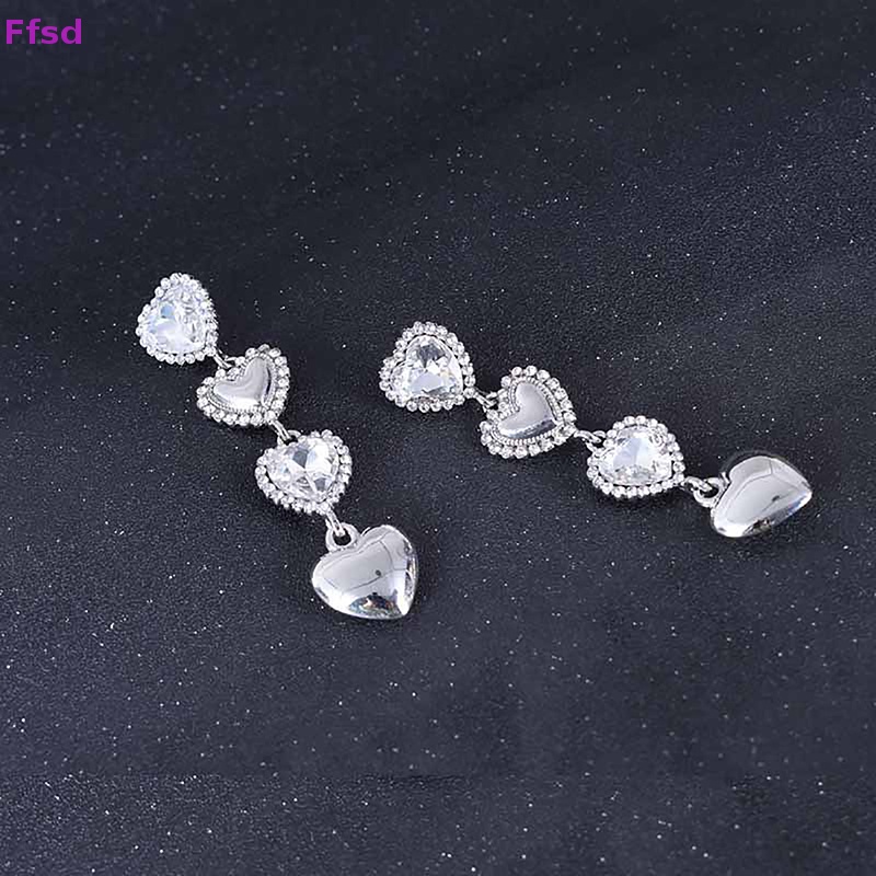 1 Đôi Bông Tai Dáng Dài Hình Trái Tim Phong Cách Vintage Thời Trang