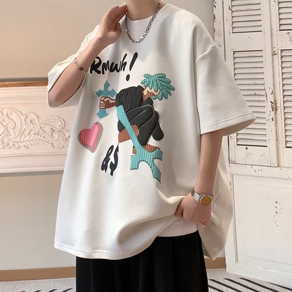 Áo Thun Ngắn Tay Dáng Rộng Thời Trang Mùa Hè Giản Dị Dễ Phối Đồ Dành Cho Nam