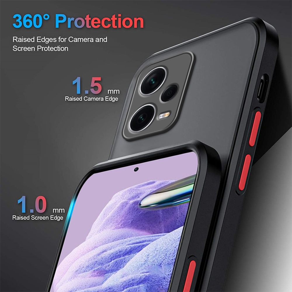 5SE For Redmi Note 12 Turbo 5G Matte Shockproof Camera Protect shell For Xiaomi redmy Note12 Pro note12+ 4G