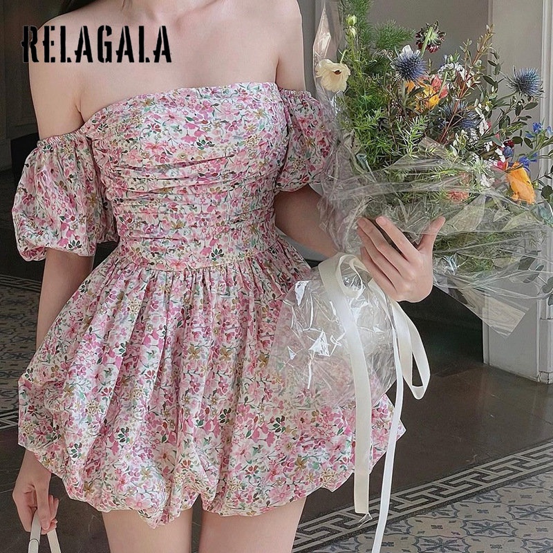 Relagala Đầm Dáng Chữ A Hai Dây Họa Tiết Hoa Thời Trang 2023 Cho Nữ