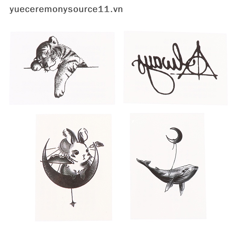 1 Miếng Dán Hình Xăm Tạm Thời Hình Hổ / Cá Voi / Mặt Trăng Cá Tính Dành Cho Học Sinh