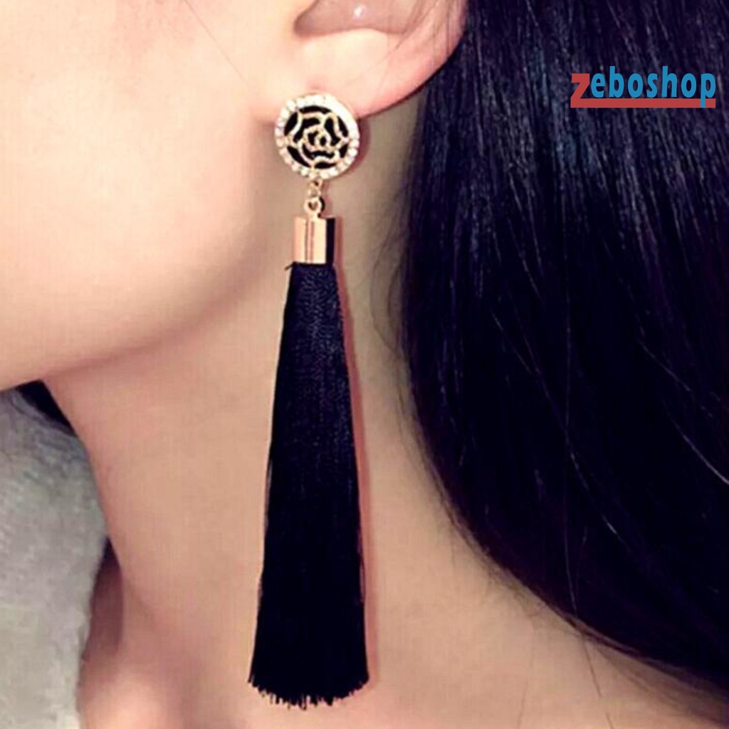 1 Cặp Bông Tai Tua Rua Phong Cách Bohemia Chống Gỉ Siêu Bền Cho Nữ