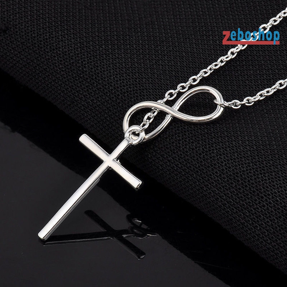 Vòng cổ Mặt Chữ Thập Vô Cực Bằng Kim Loại Thời Trang Cho Nữ