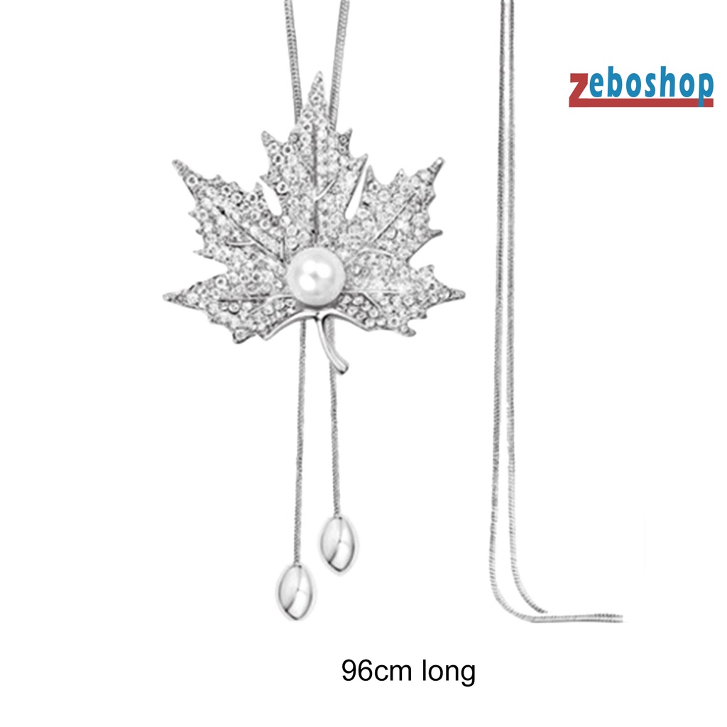 Vòng cổ Hợp Kim Mặt Hình Lá Phong Đính Đá Đơn Giản Cho Nữ