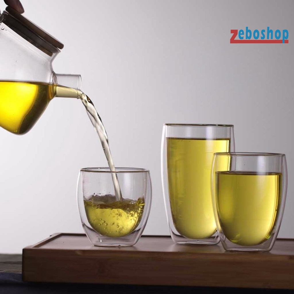 Cốc Uống Nước Hai Lớp Bằng Kính Chịu Nhiệt Trọng Lượng Nhẹ
