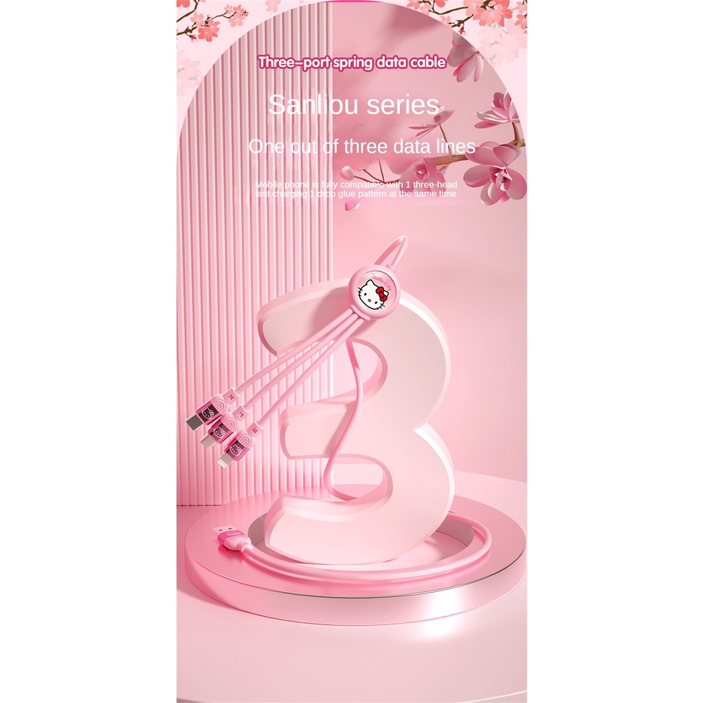Dây Cáp Sạc Nhanh 5a 1 Trong 3 Tự Động Bật Tắt Hình Nhân Vật Hoạt Hình sanrio Dễ Thương Cho android apple type-c