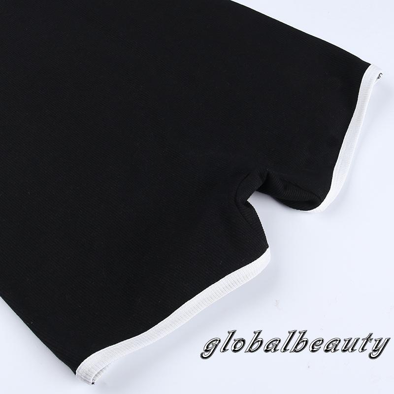 Bộ Áo Liền Quần Ngắn Cổ Chữ U Không Tay Màu Sắc Tương Phản Dành Cho Nữ