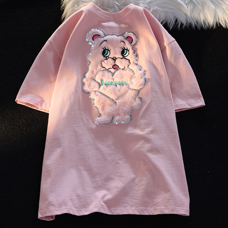 Áo Thun Tay Ngắn Chất Liệu 100% Cotton Cao Cấp Thời Trang Theo Phong Cách Hàn Quốc Cho Nữ