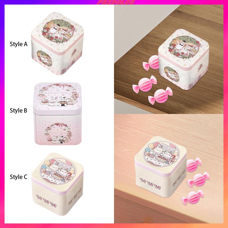 [Predolo2] Hộp Thiếc Vuông Đựng Kẹo / Thực Phẩm Có Nắp Cho Dự Án Tự Làm