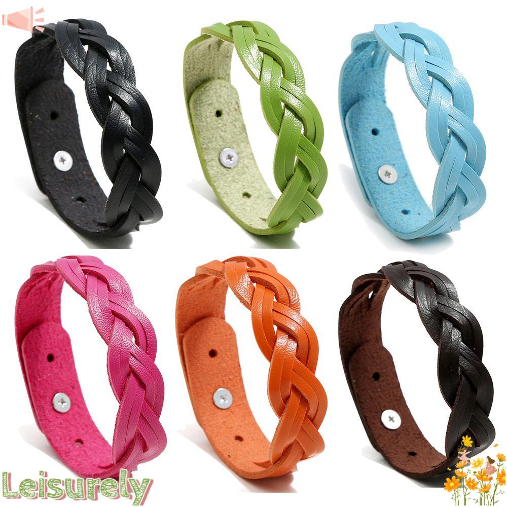 Vòng Tay Da Đơn Giản Có Khóa Hợp Kim Điều Chỉnh Được Phong Cách Punk Cá Tính