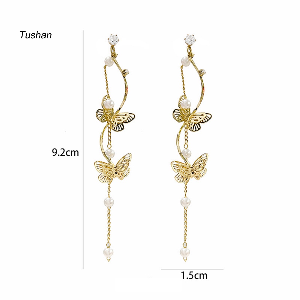 1 Cặp Bông Tai Dáng Dài Đính Đá / Ngọc Trai Giả / Bướm / Hình Học Thời Trang Cho Nữ