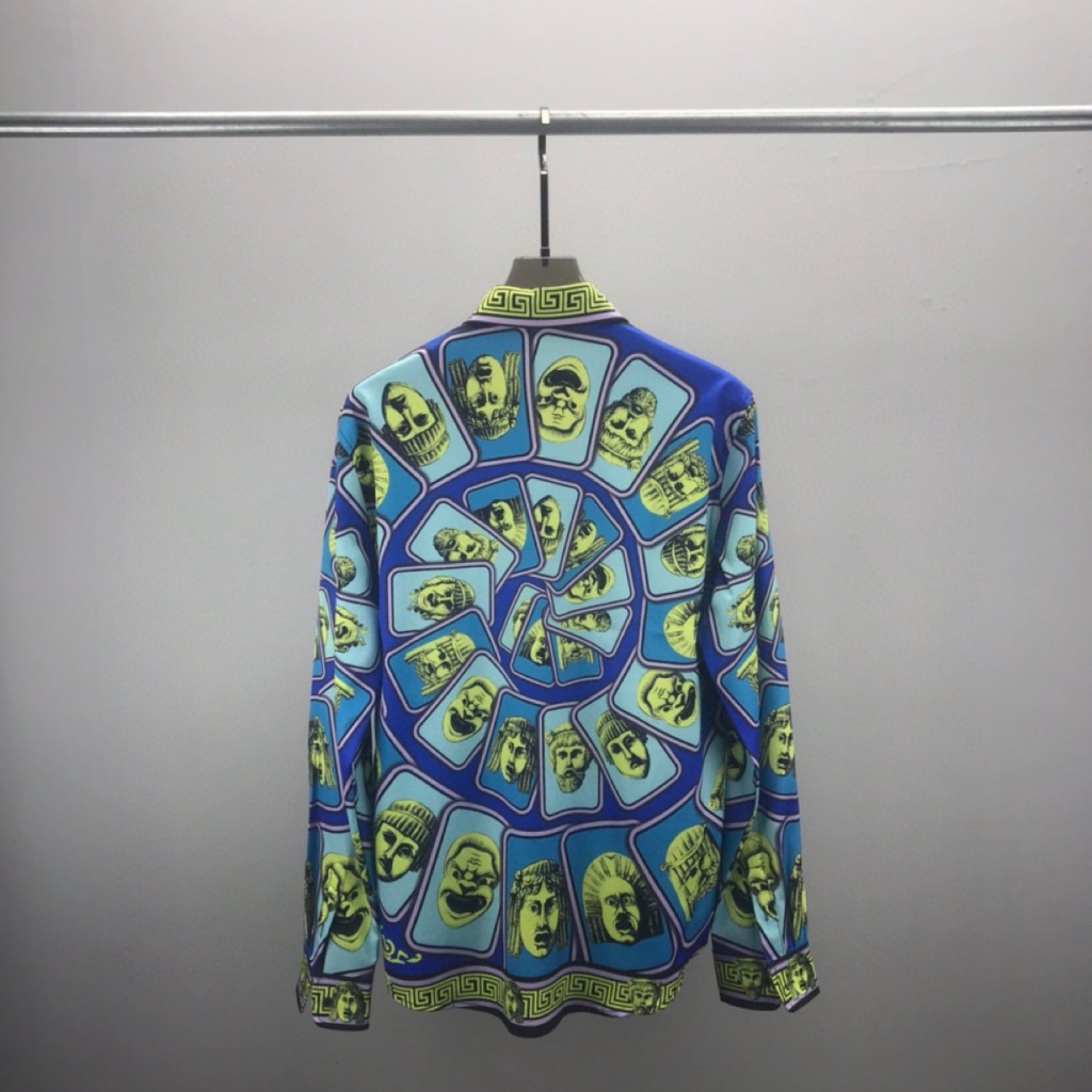 VERSA * CE long-sleeved shirt full printed letters 3D printed pattern men's and women's same shirt cardigan in stock