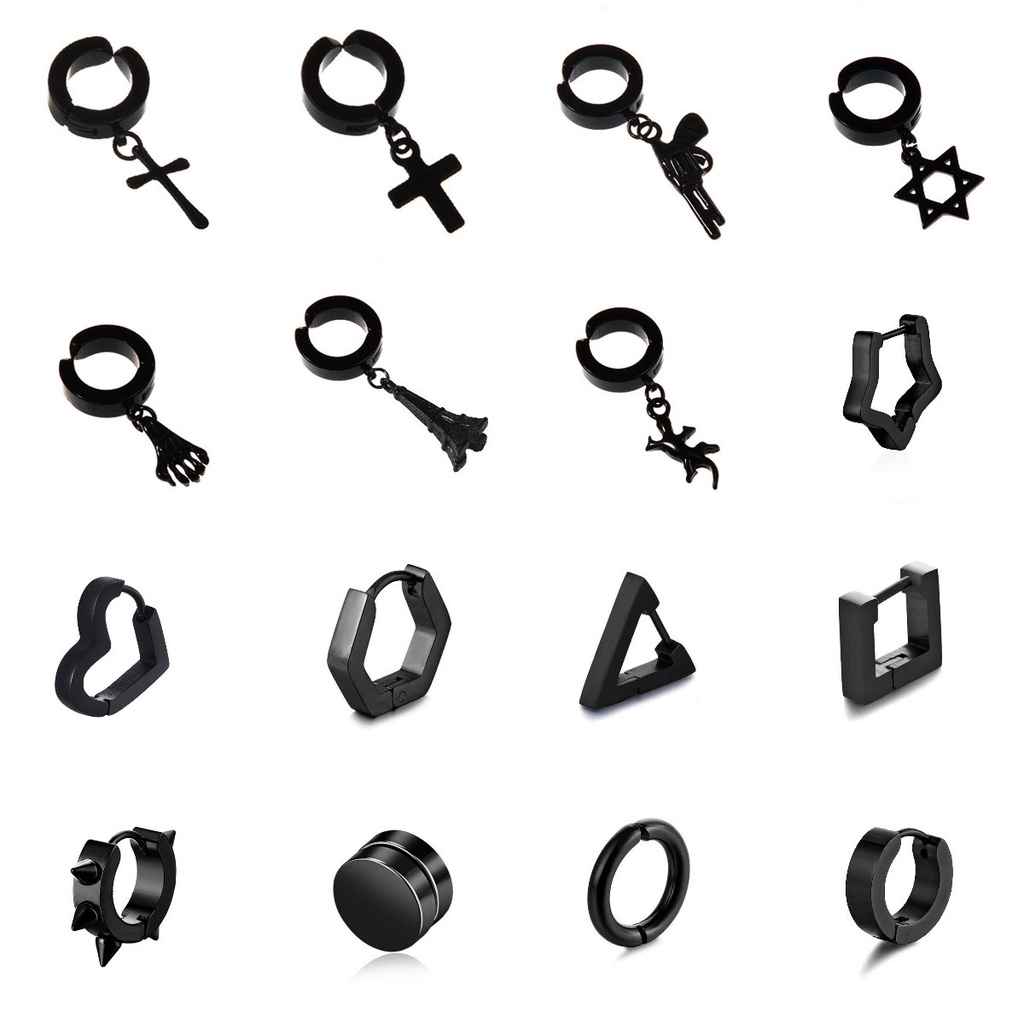 Bông Tai Thép Titan Mặt Thánh Giá Phong Cách Hip hop Thời Trang Cho Nam Và Nữ