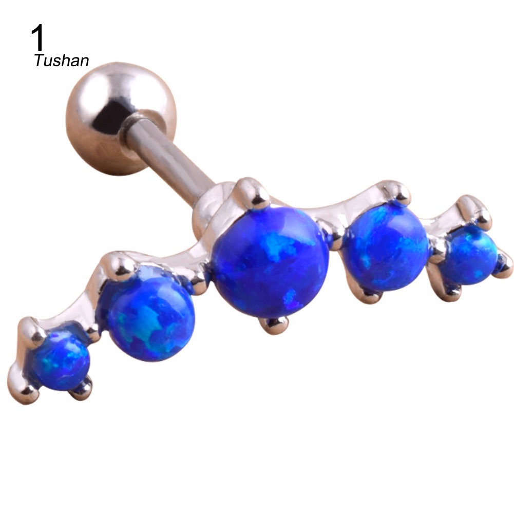 1 Khuyên Xỏ Sụn Tai Đính Đá Opal Nhân Tạo Thời Trang
