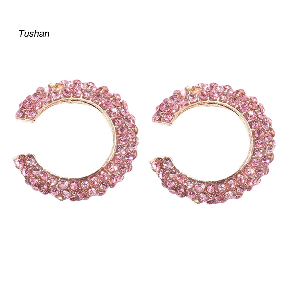 1 Khuyên Kẹp Vành Tai Chữ C Đính Đá Thời Trang