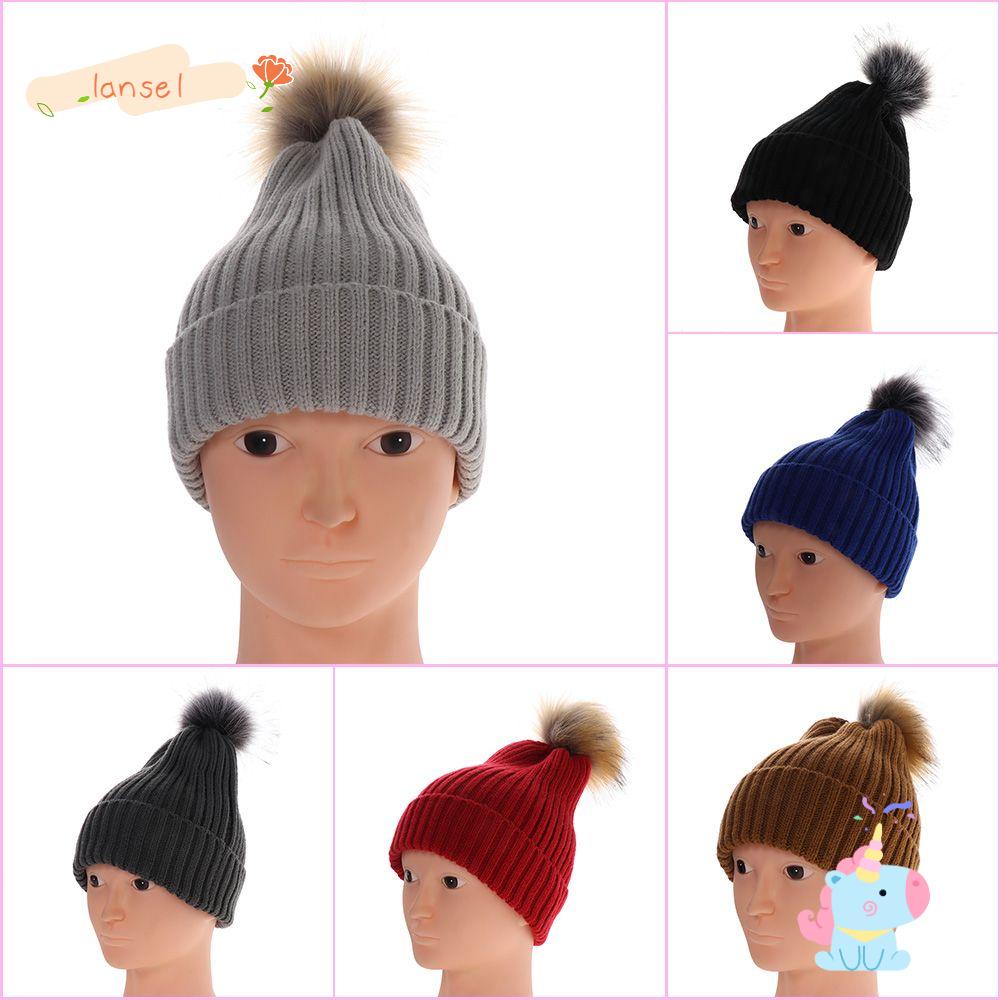 LANSEL Mũ Len Beanie Dệt Kim Dáng Rộng Có Thể Tháo Rời Cho Nữ