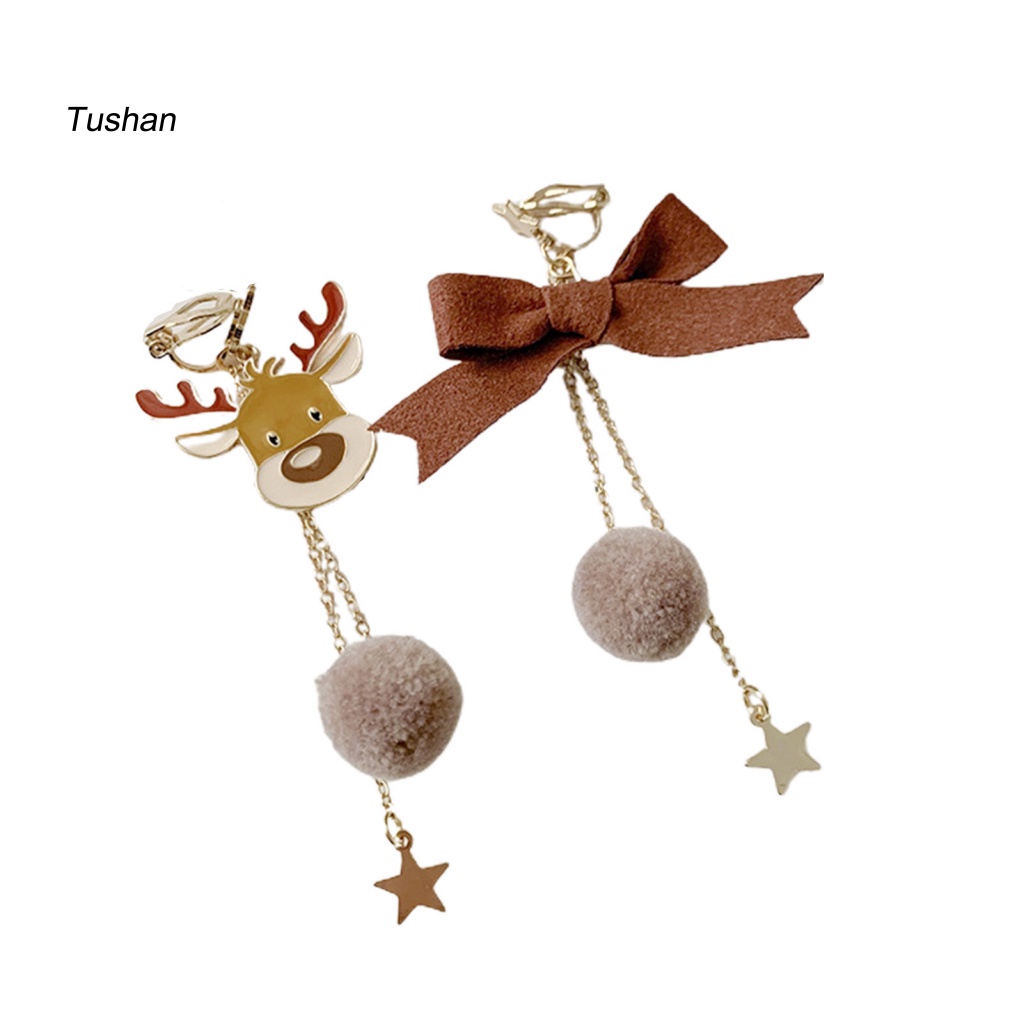 1 Cặp Bông Tai Hợp Kim Chống Rỉ Sét Hình Tuần Lộc Giáng Sinh Dễ Thương