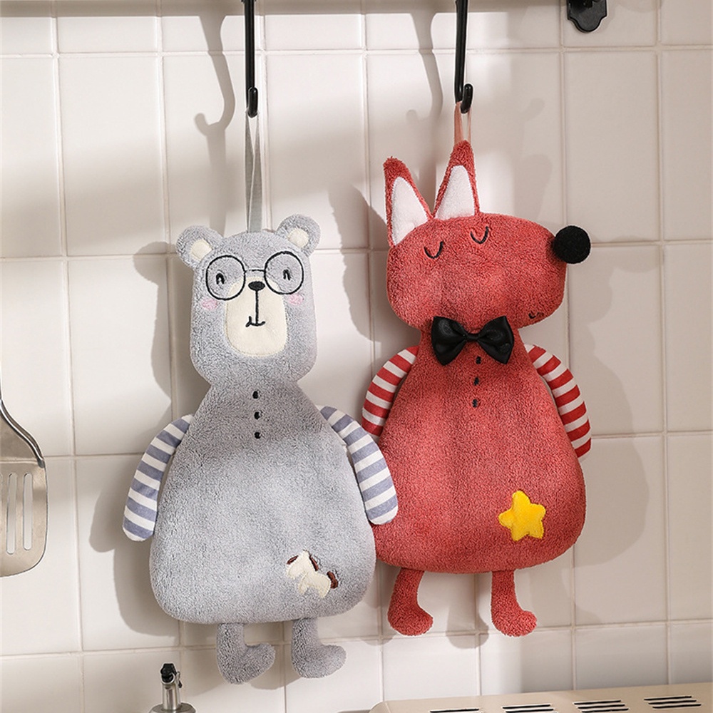 Khăn Lau Tay Treo Tường Hình Vuông Họa Tiết Hoạt Hình Dễ Thương Cho Bé