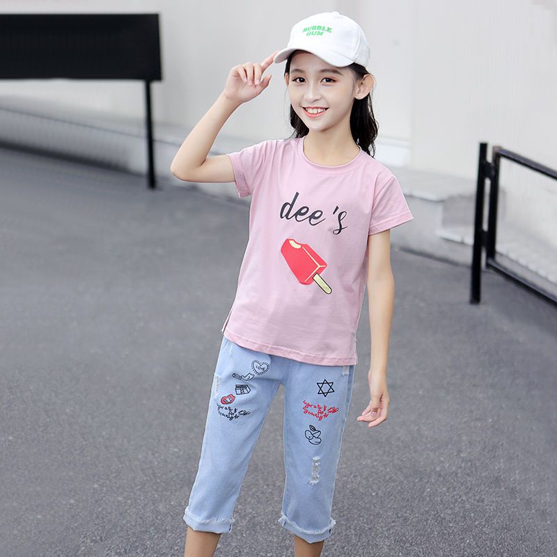 Quần Jeans Lửng Phong Cách Hàn Quốc Thời Trang Mùa Hè Dành Cho Bé Gái S7LI