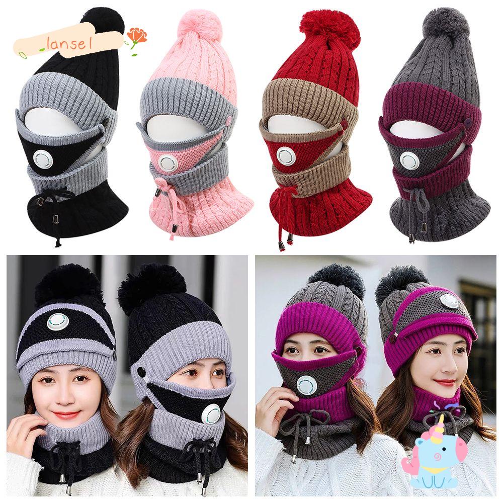Set Mũ Beanie + Khăn Choàng Cổ + Bịt Tai Thời Trang Mùa Đông Ấm Áp