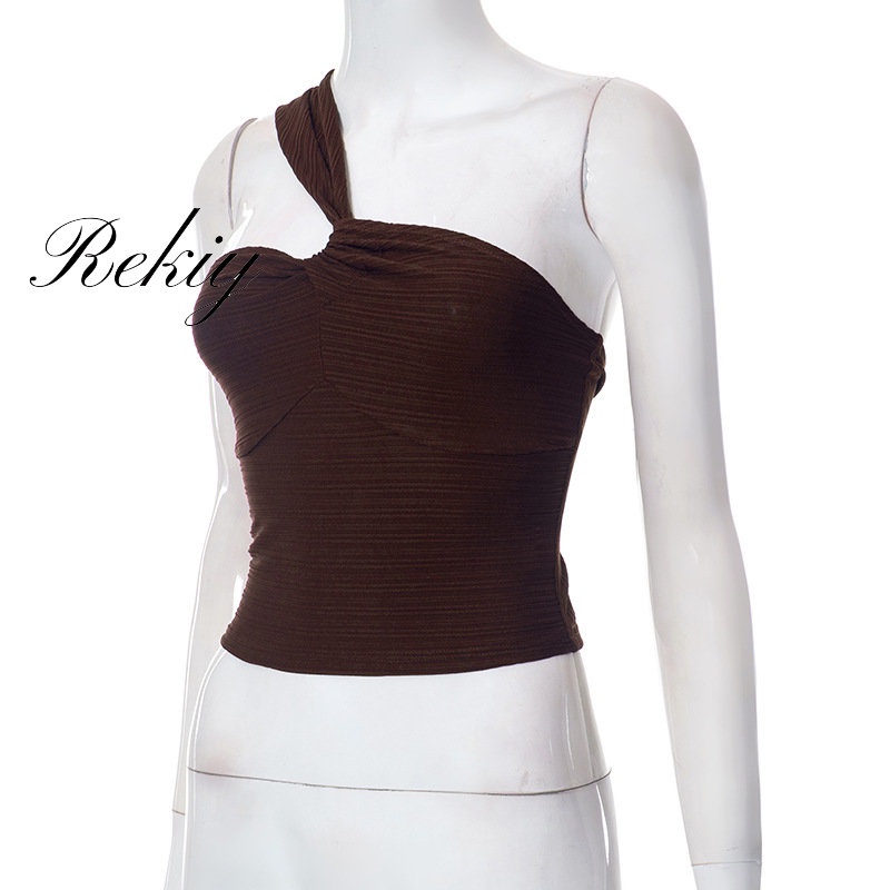 Áo Tank Top Hai Dây Lệch Vai Màu Trơn Thời Trang 2023