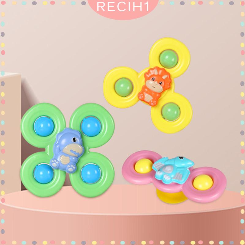 [Recih] Bộ 3 Đồ Chơi Xoay Có Cốc Hút Cho Kỹ Năng Động Cơ Tốt