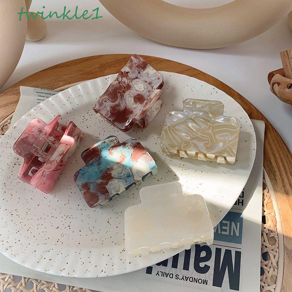 Kẹp Tóc Hình Vuông Bằng Nhựa Lấp Lánh Thanh Lịch Cho Nữ