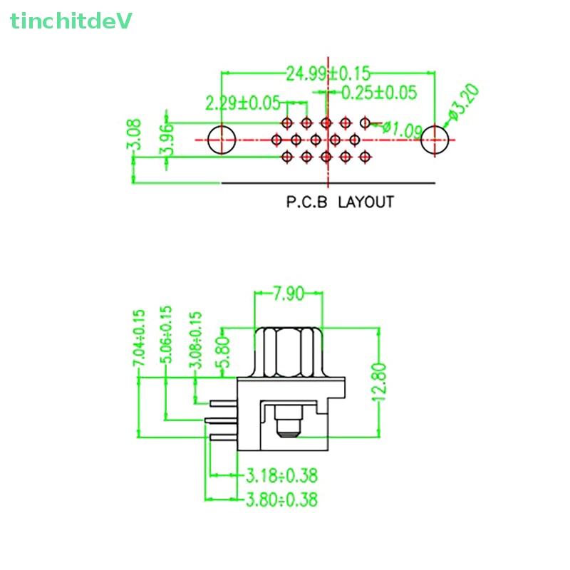 Bộ 2 Đầu Nối VGA 3.08 DB15 Ba Hàng Lỗ 15PIN HDR15 DR15Pin Pcb Siêu Mỏng