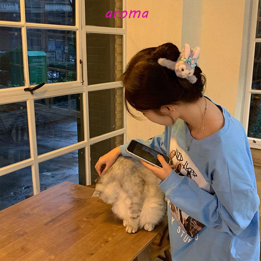 Kẹp Tóc Càng Cua Bằng Hợp Kim Phối Lông Thỏ Kiểu Vintage Thời Trang Thu Đông Cho Nữ