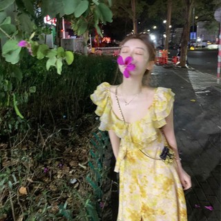Đầm maxi ngắn tay in hoa thời trang mùa hè dành cho nữ