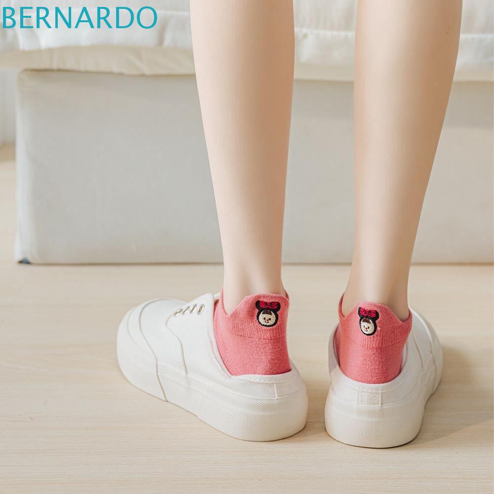 Vớ Ngắn Màu Trơn Thoáng Khí Thêu Họa Tiết Hoạt Hình Dễ Thương