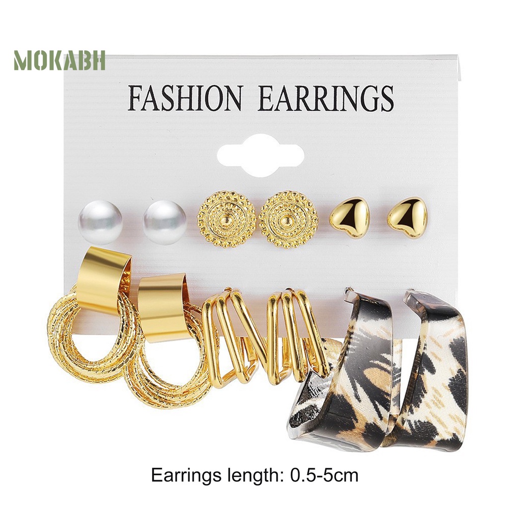 Set 6 Cặp Hoa Tai Dạng Vòng Thời Trang Dành Cho Nữ