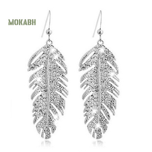 Bông Tai HợP Kim HìNh Lông Vũ ĐíNh Đá Phong CáCh Boho