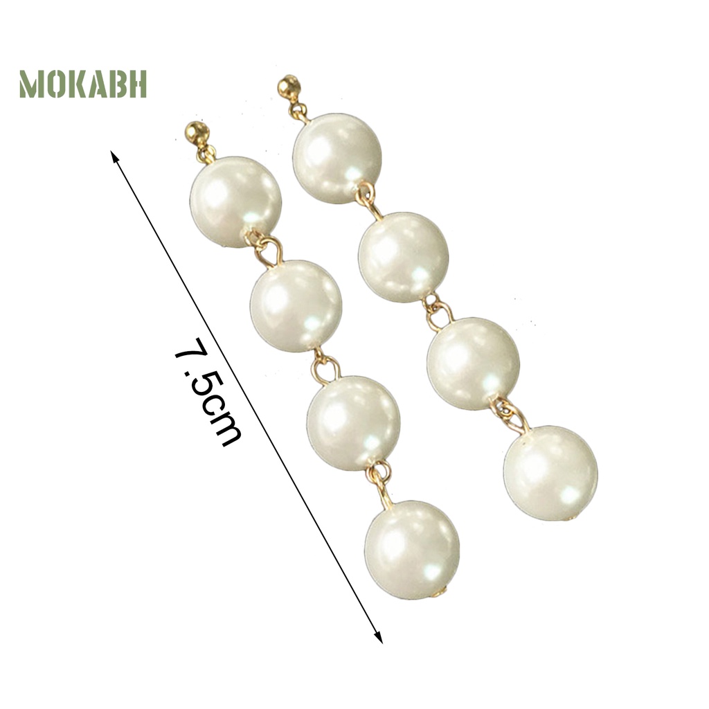 Khuyên Tai Hợp Kim Dáng Dài Đính Ngọc Trai Nhân Tạo Thời Trang