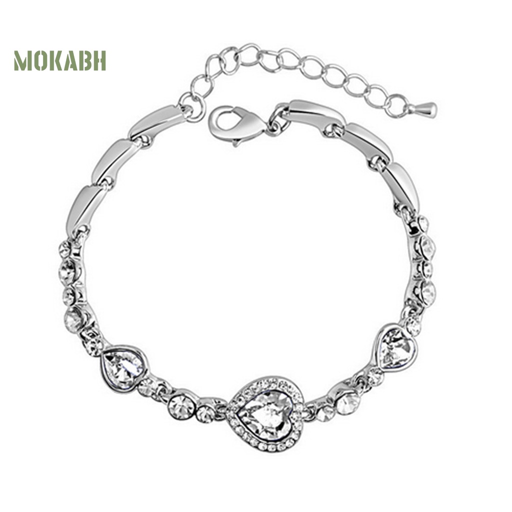 (Hot) Vòng Tay HợP Kim ĐíNh Đá HìNh Tim Xinh XắN