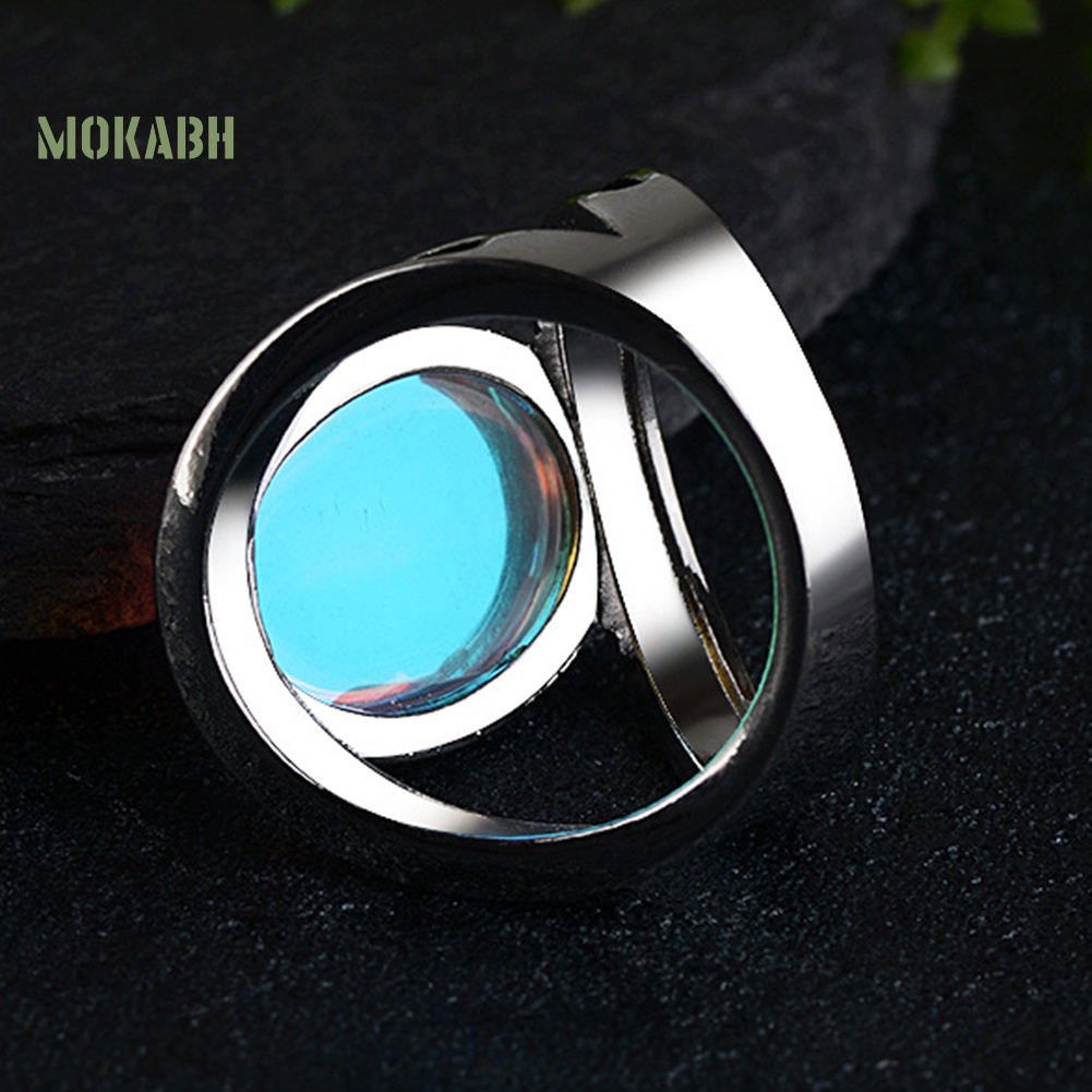 Nhẫn Đính Đá Mặt Trăng Lớn Nhiều Màu Thời Trang Cho Nữ