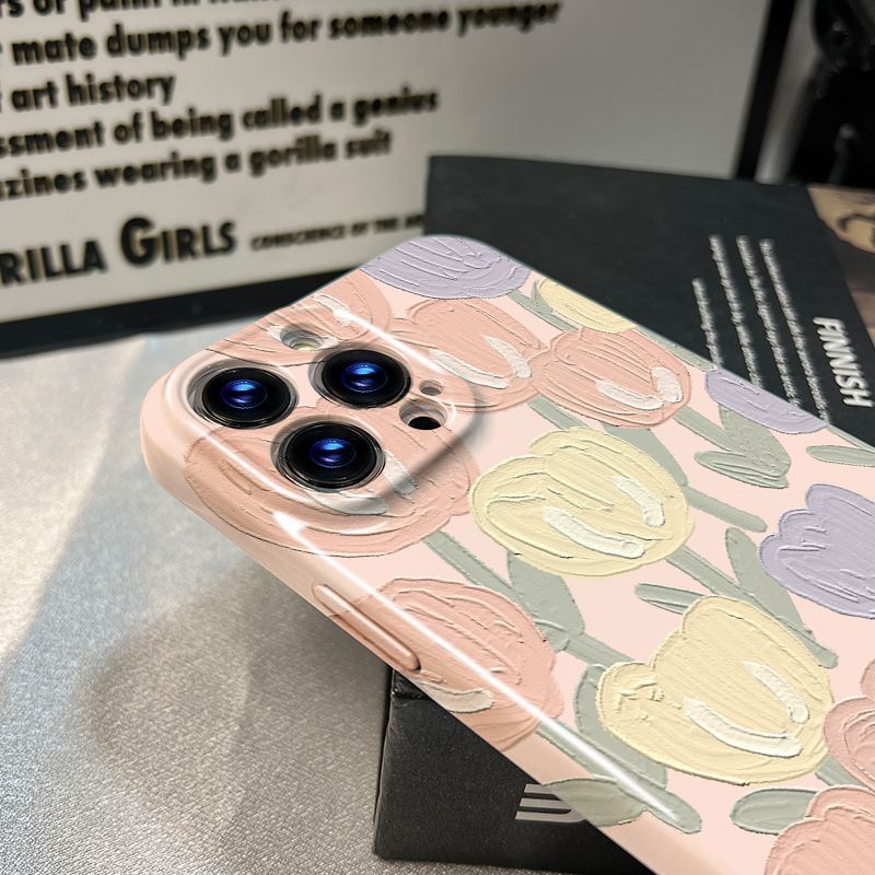 Ốp Điện Thoại Họa Tiết Tranh Sơn Dầu Hình Hoa Cho Iphone 13 Xsmax 11 xr 12 14 52HY