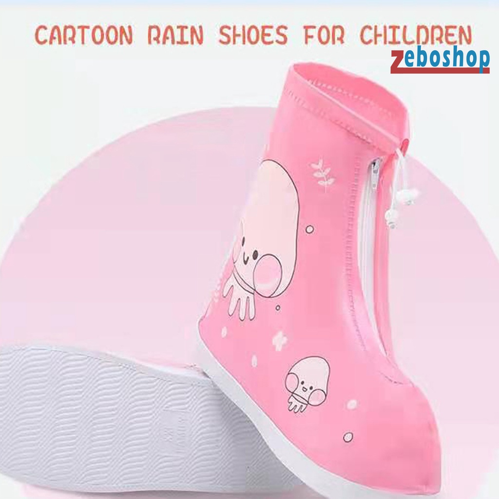 1 Cặp Giày Đi Mưa Chống Trượt Chống Thấm Nước In Họa Tiết Hoạt Hình Dễ Thương Cho Bé