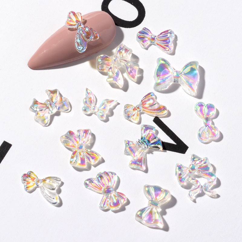 Bộ 50 Charm Phụ Kiện Trang Trí Móng Tay Nail Hình Nơ 3D Dễ Thương | Gấu Charm