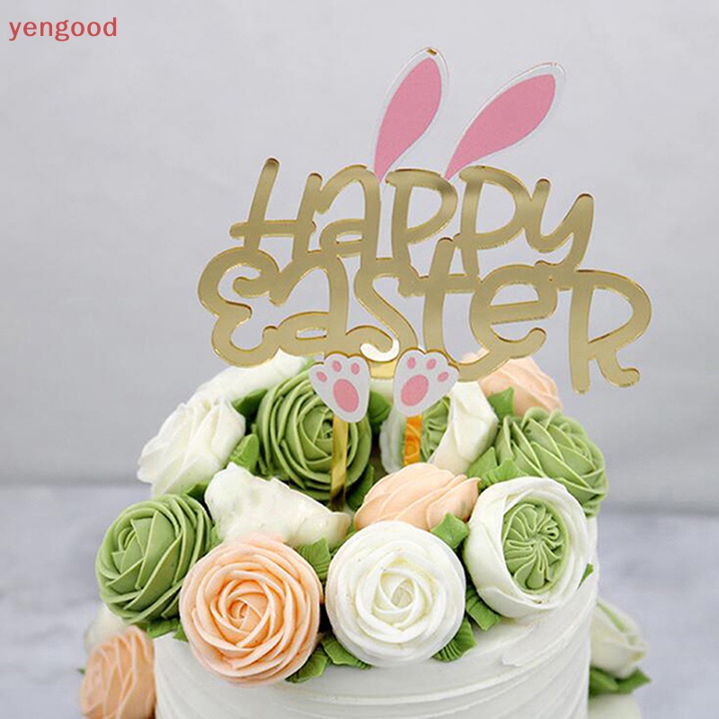 Cờ Treo Trang Trí Bánh Kem Chữ Happy Easter Bằng Acrylic