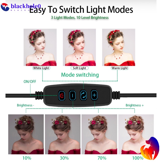 Vòng Đèn LED Tròn 9 Inch 4 Trong 1 Dùng Trang Điểm Để Bàn